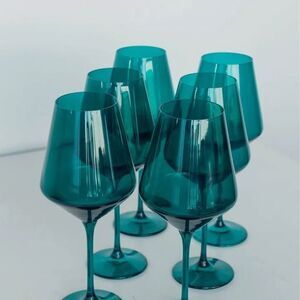 NEW Estelle Colored Wine Stemware- Set of 6 - Emerald Green